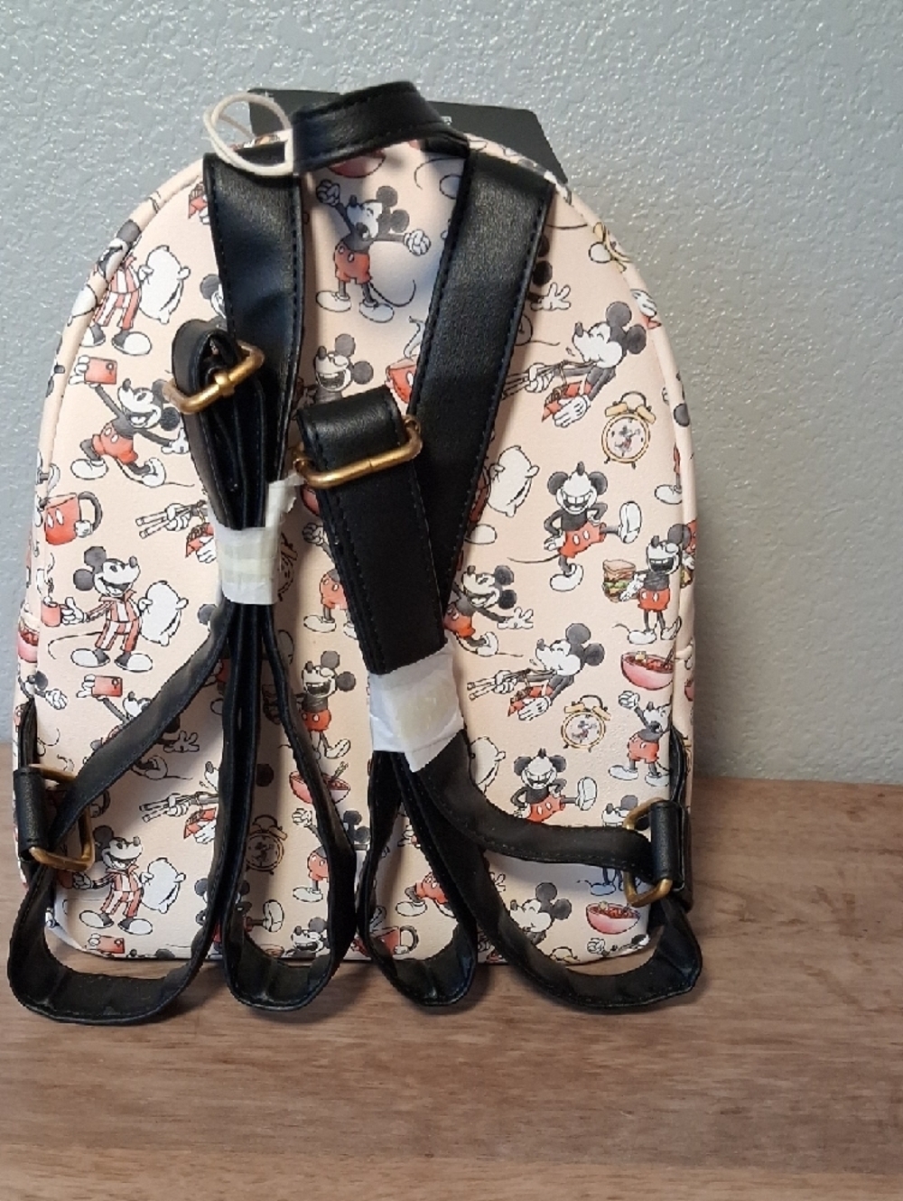 Loungefly Cream & Black Mickey Mouse Retro Pattern Mini Backpack - Picture 3 of 6